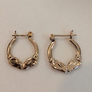 14k Gold Rams Head Hoop Earrings - EUC
